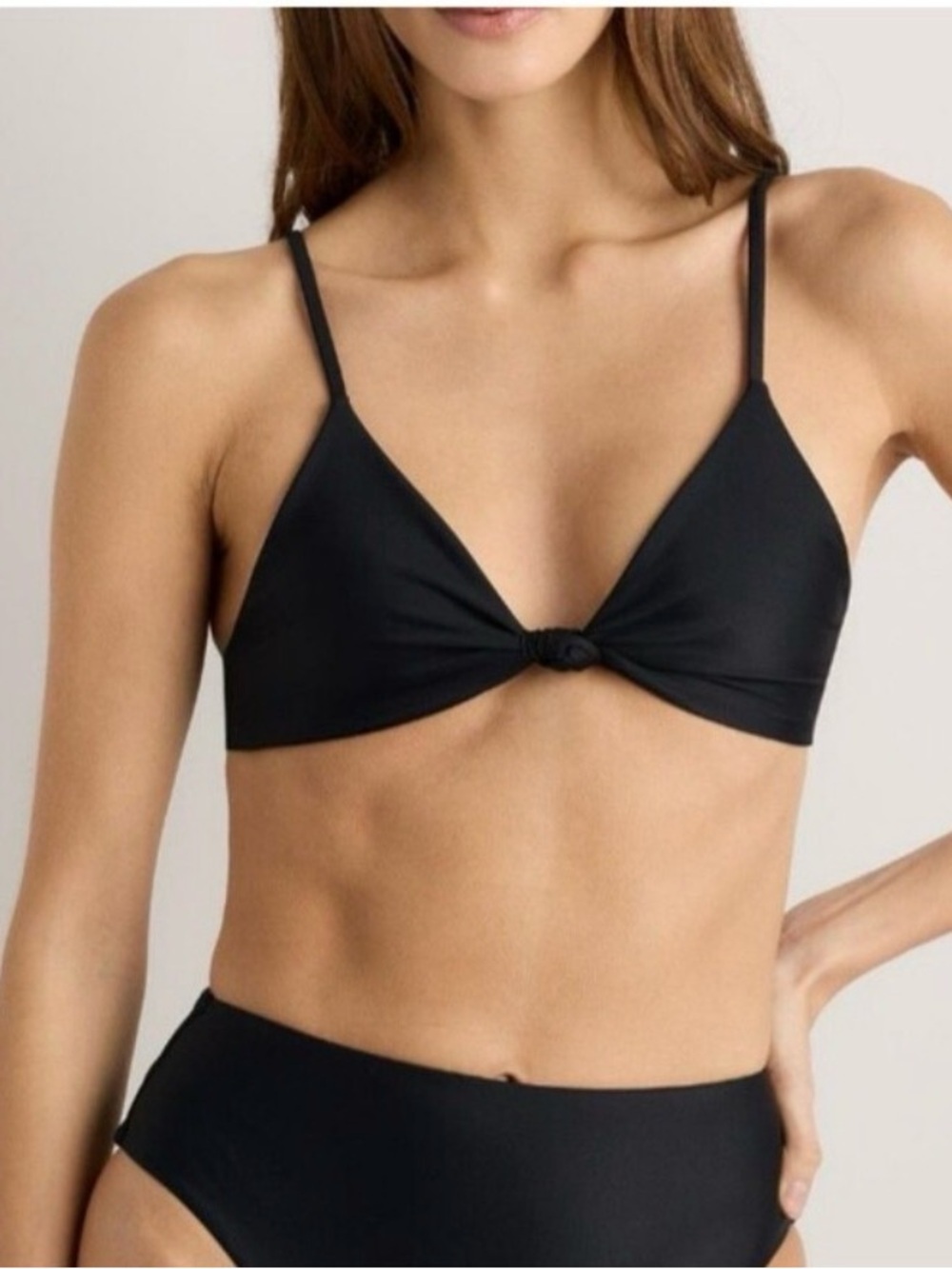 Quince Minimal Black Knot Bikini Top size S Small NWT